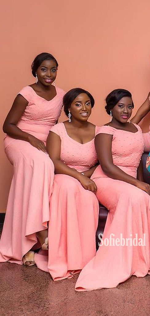 Simple Short Sleeve Mermaid Cheap Bridesmaid Dresses Online,SFWG00373