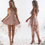 Off Shoulder High Low Dusty Pink Lace Homecoming Dresses 2018, CM440