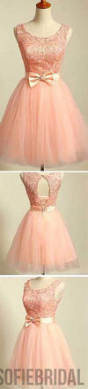 peach pink lace lovely for teens modest formal homecoming prom gowns dress,SF0010