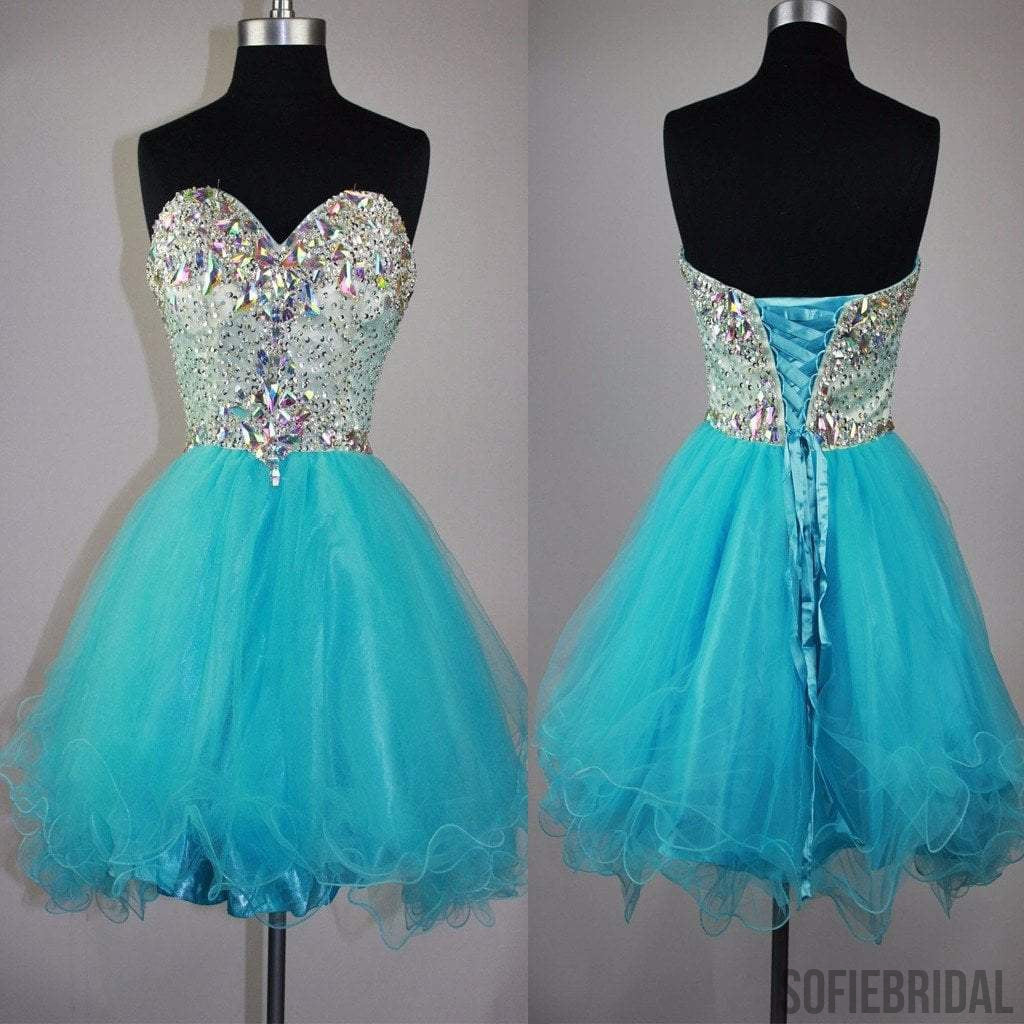 Strapless sweetheart mismatched sparkly mini cute for teens cocktail homecoming prom gowns dress,BD0082