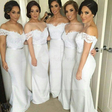 Off Shoulder Sweet Heart Sexy Mermaid Long Pretty Cheap Wedding Guest Bridesmaid Dresses, WG82