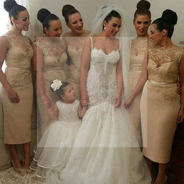 Gorgeous Unique Women Sexy Gold Sequin Lace Short Inexpensive Bridesmaid Dresses, WG83