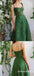 Elegant And Cute Green Lace Spaghetti Straps Square Neck A-Line Long Prom Dress,SFPD0205