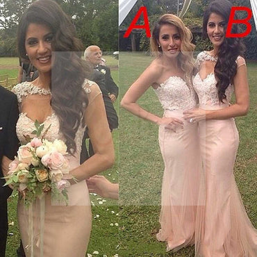 Junior Sexy Mermaid Mismatched Sweet Heart Cap Sleeve Blush Pink Unique Cheap Bridesmaid Dresses, WG92