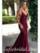 Sexy Lace Spaghetti Straps V-Neck Sleeveless Open Back Mermaid Long Prom Dresses,SFPD0443