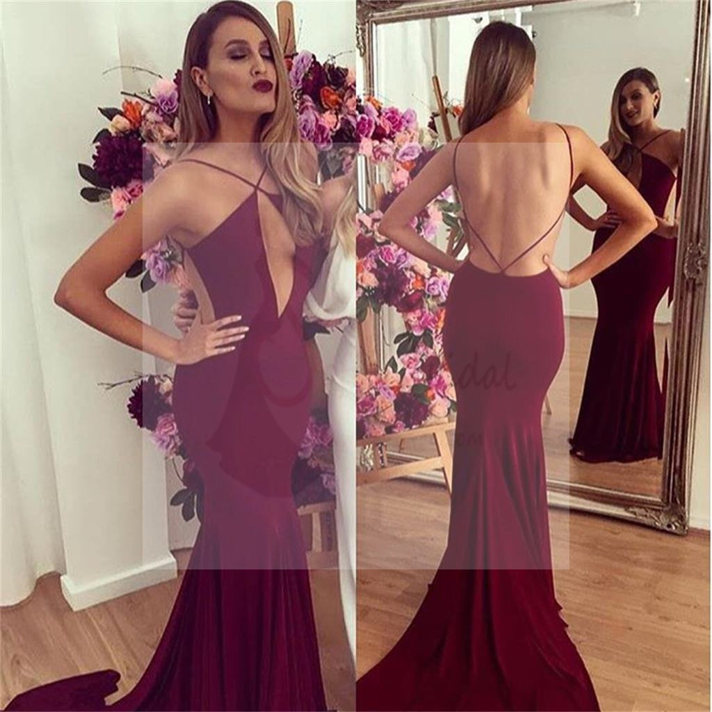 Sexy Backless Mermaid Red Jersey Popular Cheap Prom Dresses PD0126