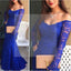 Off Shoulder Sexy Royal Blue Lace Mermaid Prom Dresses, Cheap Prom Dress