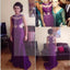 Stunning Purple Lace High Neck Mermaid Prom Dresses, Graduation Prom Dresses