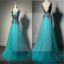 Long A-line Tulle Lace Prom Dresses, Unique Formal Evening Dresses, Cheap Prom Dress