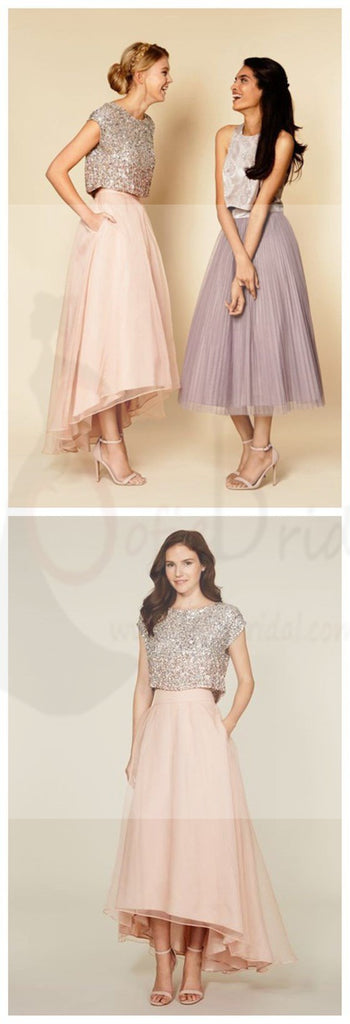 Two Pieces Sequin Top Mismatched Bridesmaid Dresses, WD0259