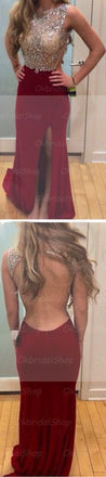 Red Prom Dresses, Long Prom Dresses, Backless Prom Dresses, Side Slit Prom Dresses, Dresses for Prom