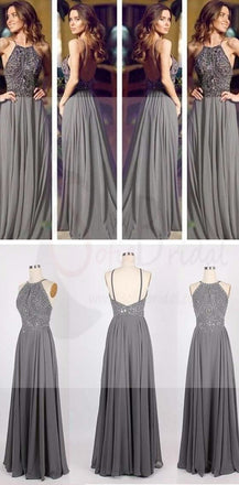 Long Prom Dresses, Gray Prom Dresses, Chiffon Prom Dresses, Popular Prom Dresses, Cheap Prom Dresses, Evening Prom Dresses, PD0032