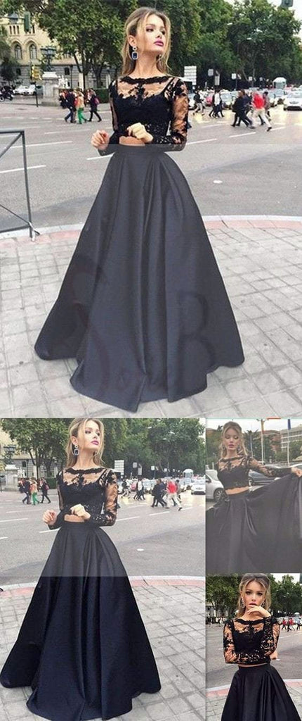 Long Prom Dress, Black Prom Dress, Prom Dress With Lace, Long Sleeve Prom Dress, Elegant Prom Dress, Custom Prom Dress, Party Dresses, Evening Dresses,PD0045