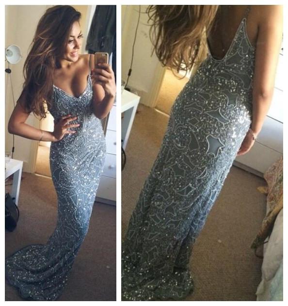 Spaghetti Straps Sexy Mermaid Backless Prom Dress,Custom Evening dresses, Prom Dresses