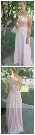 Pretty Pink Scoop Party Prom Dress,Cute Formal Long A-line Prom Dress