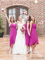 Modern V-neck Tea-length Simple Cheap Bridesmaid Dresses, BD0579