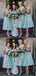 A-line V-neck Tea-length Simple Sleeveless Bridesmaid Dresses, BD1041