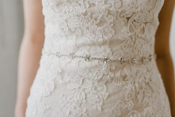 Thin Wedding Crystal Belt, Rhinestone Beaded Sash, Handmade Belts for Wedding, CB001