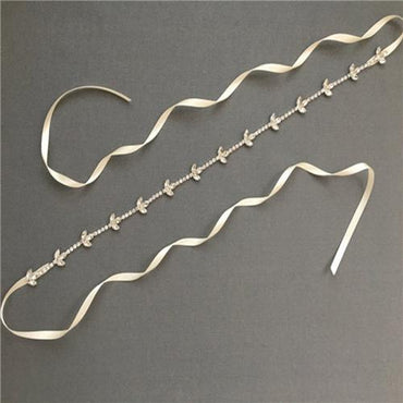 Thin Wedding Crystal Belt, Rhinestone Beaded Sash, Handmade Belts for Wedding, CB001