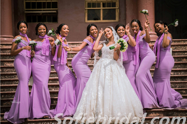 Purple Crepe And Lace Off The Shoulder Mermaid Floor Length Bridesmaid Dressses, SFWG00445