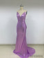 Purple Sequin Long Mermaid Prom Dresses_US4, SOD009