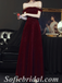 Elegant Velvet Off Shoulder Sleeveless Lace Up Back A-Line Long Prom Dresses,SFPD0576