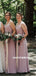 A-line V-neck Floor-length Straps Backless Long Chiffon Bridesmaid Dresses , BD1085
