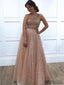 Sparkly A-line Floor-length One-shoulder Long Beading Prom Dresses, PD0109