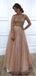 Sparkly A-line Floor-length One-shoulder Long Beading Prom Dresses, PD0109