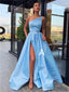 Strapless Elegant Simple Cheap Long Prom Dresses With Split, PD0110