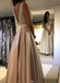 A-line Floor-length V-neck Beading Top Long Prom Dresses, PD1005