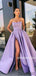 Elegant Strapless Simple Long Satin Prom Dresses With Split, PD1014