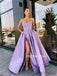 Elegant Strapless Simple Long Satin Prom Dresses With Split, PD1014