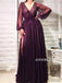 A-line V-neck Long Tulle Beading Long Tulle Prom Dresses With Split, PD1022