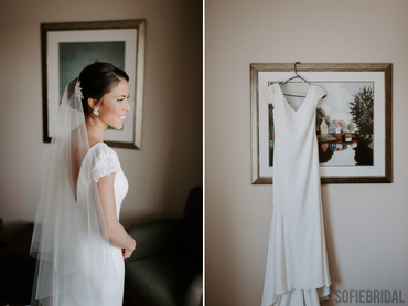 Mermaid V-neck Short Sleeves Backless Wedding Dresses With Train, WD0485