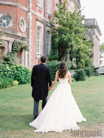 A-line Sweetheart Strapless Appliques Wedding Dresses With Train, WD0487