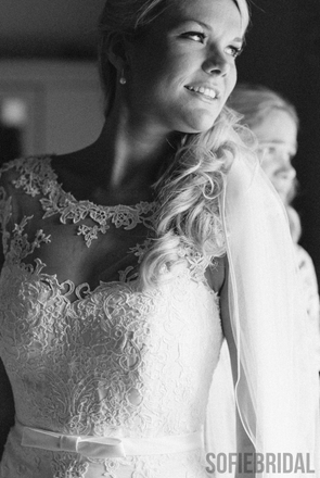 Sheath Beatu Neck Cap Sleeves Lace Wedding Dresses With Train, WD0488