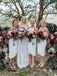 Sheath Spahetti Straps Hlater Sleeveless Short Bridesmaid Dresses With Split, BD1100