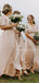 Sheath V-neck Short Sleeves Long  Bridesmaid Dresses With Slit, BD1113