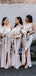 Mermaid Spaghetti Straps V-neck Long Bridesmaid Dresses With Slit, BD1119