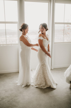 Mermaid Off-shoulder Backless Lace Appliques Wedding Dresses, WD0503