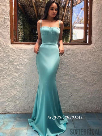 Sheath Spaghetti Straps Long Simple Cheap Prom Dresses, PD1007
