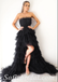 Sexy Black Tulle Sweetheart Sleeveless High Low A-Line Long Prom Dresses,SFPD0588