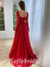 Elegant Lace And Tulle Long Sleeves V-Neck Side Slit A-Line Long Prom Dresses,SFPD0653