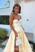 Simple Satin Sweetheart Sleeveless Side Slit A-Line Long Prom Dresses,SFPD0559