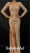 Sexy Sequin V-Neck Long Sleeve Side Slit Mermaid Long Prom Dresses,SFPD0733