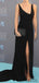 Simple Black Backless Long Prom Dress With Split, PD0018