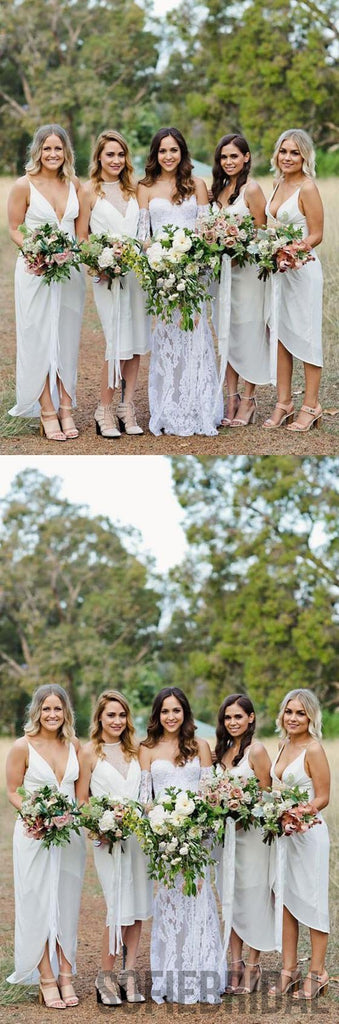 Mismatched Chiffon Lace Bridesmaid Dresses, Wedding Party Dresses, Cheap Bridesmaid Dresses, PD0312