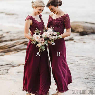 Mismatched Chiffon Lace Bridesmaid Dresses, Beach Wedding Guest Dresses, Cheap Bridesmaid Dresses, PD0509