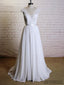 Lace Cap Sleeves V Neck Cheap Beach Wedding Dresses Online, WD375